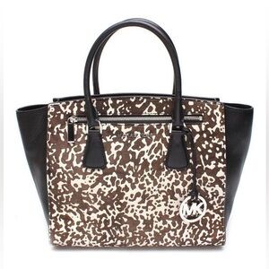 NWT Michael Kors Sophie Haircalf Leather Large Satchel Tote Bag